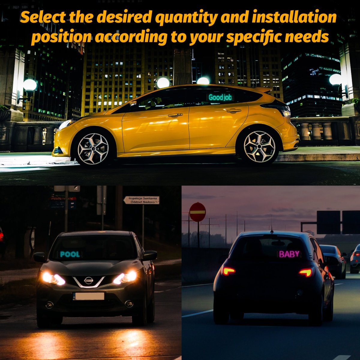 Gelrova LED Car Sign Light - Carstar 6 Driver Version - 4" x 14“ - LED Backpack Car Sign