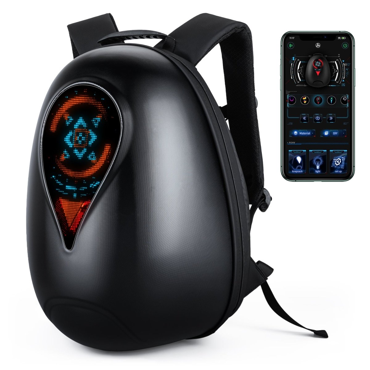 Gelrova Motorcycle LED Backpack, Sea Heart Serise - 17inch - Black - LED Backpack - Gelrova